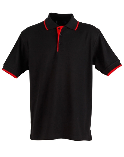 Picture of Winning Spirit, Mens S/L Pique Polo Contrast